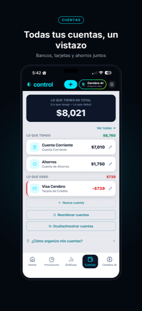 Cerebro Control — cuentas